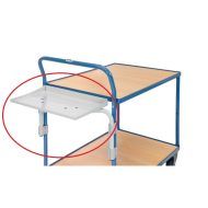   Komissiózó kocsihoz tároló tálca, műanyag kapcsokkal rögzíthető, 25kg teherbírás