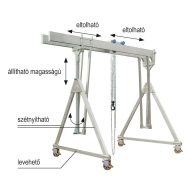   ALUPORTÁLDARU SCH-FN 1,5T/4M IKERTARTÓVAL, TEHER ALATT MOZDÍTHATÓ MAGAS, 2830-4130MM OSZTHATÓ